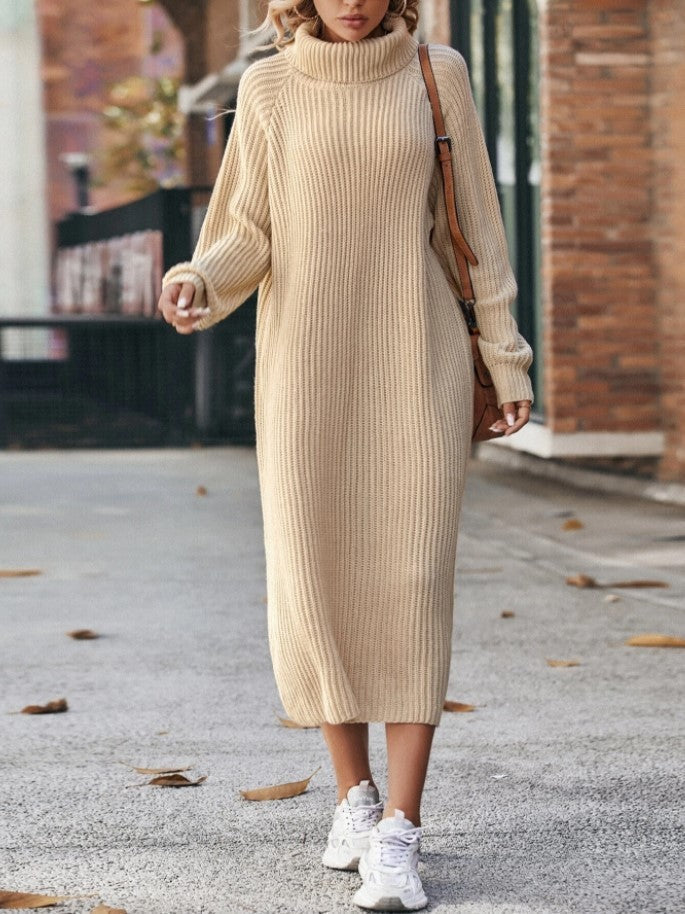 NIVANOO | Robe Pull à Col Roulé Classique